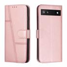 For Google Pixel 7a Stitching Calf Texture Buckle Leather Phone Case(Rose Gold) - 1