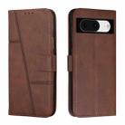 For Google Pixel 8 Stitching Calf Texture Buckle Leather Phone Case(Brown) - 1