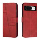 For Google Pixel 8 Stitching Calf Texture Buckle Leather Phone Case(Red) - 1