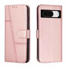 For Google Pixel 8 Stitching Calf Texture Buckle Leather Phone Case(Rose Gold) - 1