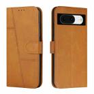 For Google Pixel 8 Stitching Calf Texture Buckle Leather Phone Case(Yellow) - 1