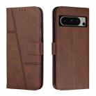 For Google Pixel 8 Pro Stitching Calf Texture Buckle Leather Phone Case(Brown) - 1