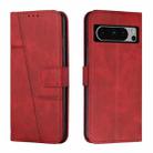 For Google Pixel 8 Pro Stitching Calf Texture Buckle Leather Phone Case(Red) - 1