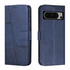 For Google Pixel 8 Pro Stitching Calf Texture Buckle Leather Phone Case(Blue) - 1