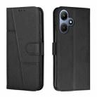 For Infinix Hot 30i Stitching Calf Texture Buckle Leather Phone Case(Black) - 1
