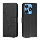 For Tecno Spark 10 Stitching Calf Texture Buckle Leather Phone Case(Black) - 1