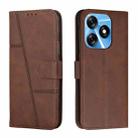 For Tecno Spark 10 Stitching Calf Texture Buckle Leather Phone Case(Brown) - 1