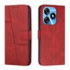 For Tecno Spark 10 Stitching Calf Texture Buckle Leather Phone Case(Red) - 1