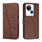 For Tecno Spark 10 5G Stitching Calf Texture Buckle Leather Phone Case(Brown) - 1