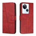 For Tecno Spark 10 5G Stitching Calf Texture Buckle Leather Phone Case(Red) - 1