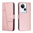 For Tecno Spark 10 5G Stitching Calf Texture Buckle Leather Phone Case(Rose Gold) - 1