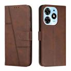 For Tecno Spark 10 Pro Stitching Calf Texture Buckle Leather Phone Case(Brown) - 1