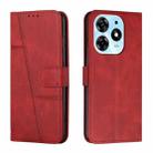 For Tecno Spark 10 Pro Stitching Calf Texture Buckle Leather Phone Case(Red) - 1