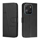 For Tecno Pop 7 Stitching Calf Texture Buckle Leather Phone Case(Black) - 1