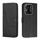 For Tecno Pop 7 Pro Stitching Calf Texture Buckle Leather Phone Case(Black) - 1