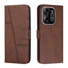 For Tecno Pop 7 Pro Stitching Calf Texture Buckle Leather Phone Case(Brown) - 1