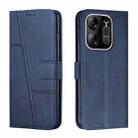 For Tecno Pop 7 Pro Stitching Calf Texture Buckle Leather Phone Case(Blue) - 1