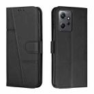 For Xiaomi Redmi Note 12 4G Global Stitching Calf Texture Buckle Leather Phone Case(Black) - 1