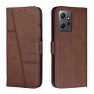 For Xiaomi Redmi Note 12 4G Global Stitching Calf Texture Buckle Leather Phone Case(Brown) - 1