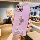 For iPhone 11 Pro Max Electroplated Rhinestone Flamingo Phone Case(Purple) - 1