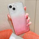 For iPhone 14 Gradient Electroplated Button Space Phone Case(Pink) - 1