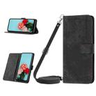 For Infinix Hot 30i Skin Feel Stripe Pattern Leather Phone Case with Lanyard(Black) - 1