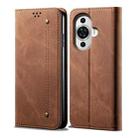 For Huawei Nova 11 Pro Denim Texture Casual Style Horizontal Flip Leather Case(Brown) - 1