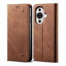 For Huawei Nova 11 Denim Texture Casual Style Horizontal Flip Leather Case(Brown) - 1