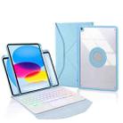 Z10B-AS For iPad 10th Gen 10.9 2022 Pen Slot Touchpad Backlight Bluetooth Keyboard Leather Tablet Case(Sky Blue) - 1