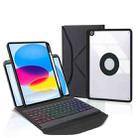 Z10BS For iPad 10th Gen 10.9 2022 Pen Slot Backlight Bluetooth Keyboard Leather Tablet Case(Black) - 1