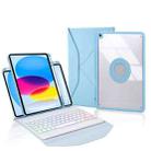 Z10BS For iPad 10th Gen 10.9 2022 Pen Slot Backlight Bluetooth Keyboard Leather Tablet Case(Sky Blue) - 1