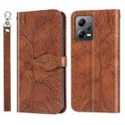 For Xiaomi Redmi Note 12 4G Global Life of Tree Embossing Pattern Horizontal Flip Leather Phone Case(Brown) - 1