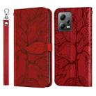 For Xiaomi Redmi Note 12 4G Global Life of Tree Embossing Pattern Horizontal Flip Leather Phone Case(Red) - 1