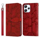 For Xiaomi Redmi 12 4G Life of Tree Embossing Pattern Horizontal Flip Leather Phone Case(Red) - 1