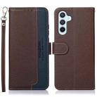 For Samsung Galaxy S23 FE 5G KHAZNEH Litchi Texture Leather RFID Phone Case(Brown) - 1