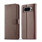 For Google Pixel 8 Pro LC.IMEEKE Calf Texture Horizontal Flip Leather Case(Brown) - 1