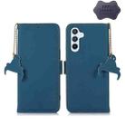 For Samsung Galaxy M54 5G Genuine Leather Magnetic RFID Leather Phone Case(Blue) - 1