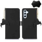 For Samsung Galaxy S23 FE 5G Genuine Leather Magnetic RFID Leather Phone Case(Black) - 1