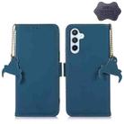 For Samsung Galaxy S23 FE 5G Genuine Leather Magnetic RFID Leather Phone Case(Blue) - 1