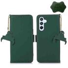 For Samsung Galaxy S23 FE 5G Genuine Leather Magnetic RFID Leather Phone Case(Green) - 1