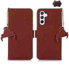 For Samsung Galaxy A05s Genuine Leather Magnetic RFID Leather Phone Case(Coffee) - 1