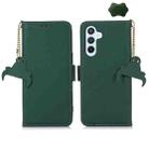 For Samsung Galaxy A05s Genuine Leather Magnetic RFID Leather Phone Case(Green) - 1