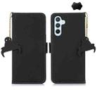 For Samsung Galaxy A15 Genuine Leather Magnetic RFID Leather Phone Case(Black) - 1