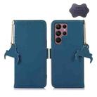 For Samsung Galaxy S24 Ultra 5G Genuine Leather Magnetic RFID Leather Phone Case(Blue) - 1