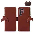 For Samsung Galaxy S24 Ultra 5G Genuine Leather Magnetic RFID Leather Phone Case(Coffee) - 1