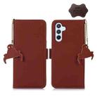 For Samsung Galaxy S24+ 5G Genuine Leather Magnetic RFID Leather Phone Case(Coffee) - 1