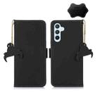 For Samsung Galaxy S24 5G Genuine Leather Magnetic RFID Leather Phone Case(Black) - 1