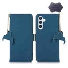 For Samsung Galaxy S24 5G Genuine Leather Magnetic RFID Leather Phone Case(Blue) - 1