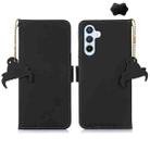 For Samsung Galaxy A35 5G Genuine Leather Magnetic RFID Leather Phone Case(Black) - 1