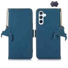 For Samsung Galaxy A35 5G Genuine Leather Magnetic RFID Leather Phone Case(Blue) - 1